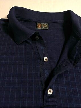 VINTAGE Bobby Jones Blue Golf Polo Shirt XL Mercerized Jacquard Cotton 90’s VTG